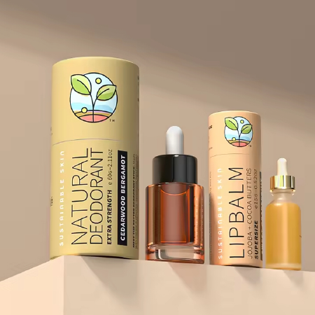 Custom Printing Biodegradable Cylinder Cosmetic Canister Bags Tube Box 